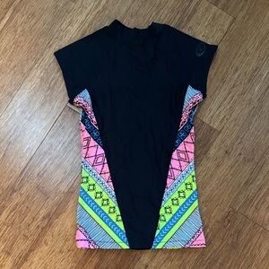 Rip Curl Colorful Geometric Patterned Rash Guard